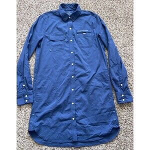Vineyard Vines Seersucker Shirt Dress Womens 0 Blue Cover Up Long Sleeve Harbor